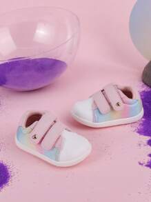 GENGASUN 1 pieza Zapatos de fiesta o casuales de cabeza redonda y tacón bajo con arcoíris en PU para niñas pequeñas en verano/otoño