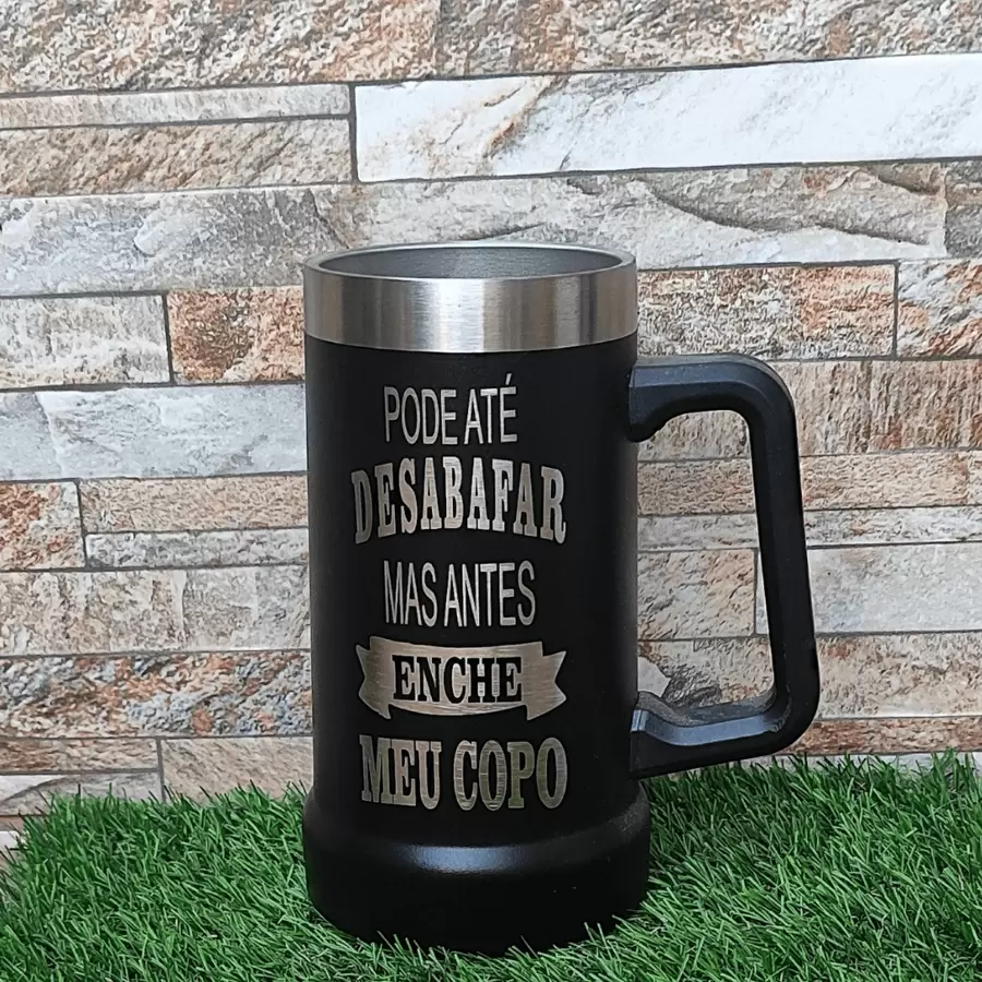 709ML THERMAL BEER MUG, Personalized With Laser WITH THEME: YOU CAN EVEN LET IT OUT - NEW LAUNCH DOUBLE WALL MUG - Beer Glass Gift Ideas - 黑色 - 查看 1