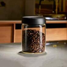1pc Glass Vacuum Sealed Storage Jar, Coffee Bean Canister With Pressure Pump, Moisture-Proof, Suitable For Coffee, Tea Leaves, Nuts, Grains, Kitchen Storage & Accessories, Essential For Back To School Season - Black - View 15