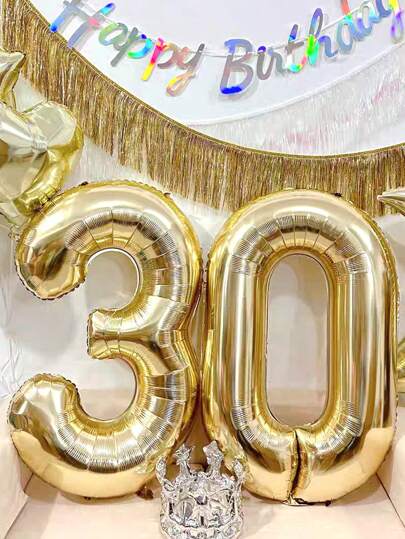 1pc 40-Inch Golden Number Balloon, Large Size Giant Number Polyester Film Helium Champagne Gold Balloon, Decoration For Birthday, Party Celebration, Graduation, Anniversary, Photography, Platinum Theme Balloon