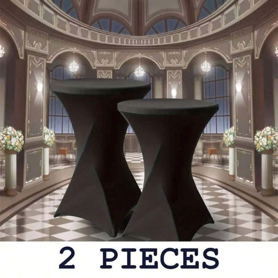 2 件/套涤纶弹力桌布 - 可水洗、抗皱，适合派对、宴会和餐厅使用 - 彩色 - 查看 1