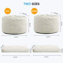 Full/Queen Size Bean Bag Chairs For Adults, 2 In 1 Bean Bag Chairs, Convertible Bean Bag With Filler For Gaming Large Foam, Bean Bags With Washable Soft Corduroy Cover For Living Room - 白色 - 查看 11