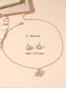 Set de 3 piezas/caja de Pendientes, Collar con Círculo y Corazón de Circonita Brillante, para uso diario, fiesta, citas, boda, regalo nupcial, regalo para el amante, regalo para la mamá, regalo de Día de San Valentín, regalo de cumpleaños, regalo de Año Nuevo, mamá, madre, Día de la Madre, regalo