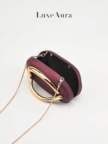 Asymmetric Party Dinner Bag For Women, New White Bridal Evening Gown Wedding Party Clutch, Vintage Snake Bone Chain Shoulder Cross-Body Hard Case Leather Bag