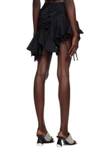 Women Gothic Punk Irregular Skirts Solid Color Drawstring Tie-Up Ruched Ruffles Mini Skirt Summer Fashion Short Skirts - Black - View 2