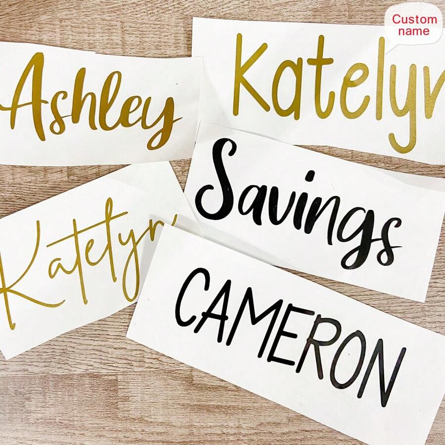 乙烯基贴纸；姓名贴纸；定制姓名贴纸，生日、毕业礼物，多功能，装饰性，可重复使用，精致，时尚，高品质，色彩缤纷，现代，定制，个性化，独特，送给他的理想礼物，送给她的理想礼物，男友，爸爸，女友，妈妈，家人，朋友，茶室，家居，花园，办公室，周年纪念日，情人节，母亲节，生日，父亲节，毕业典礼，婚礼，乔迁之喜，家居生活，装饰您的家，纪念品，可重复使用，可爱，高品质 - 彩色 - 查看 1