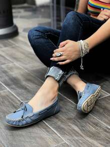 Greco Designs Women's Ballerinas Moccasins Elegant Comfortable Flat Shoes - 藍色 - 查看 2