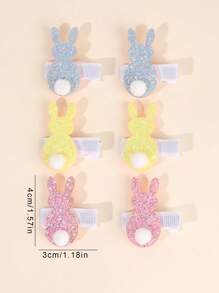 6 chiếc kẹp tóc nhiều màu sắc lấp lánh, thích hợp cho bé gái, kẹp tóc trang trí hình thỏ Phục Sinh, phụ kiện kẹp tóc cá sấu thời trang, quà tặng dự tiệc cho bé gái. - kẹp tóc - Xem 9