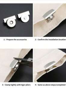 3/4/6pcs Canvas Bag Wallet Edge Magnetic Alloy Snap Closure, No-Sew Magnetic Buckle, Vintage Bag Metal Clasp Turn Locks Twist Button, For Shoulder Bags & Clothes, Diy Crafts Accessory, For Diy Handbag, Leather Craft Bag Purse, Hardware Elegant Golden Bag Accessories, Handmade Bag Accessories - Multicolor - View 4