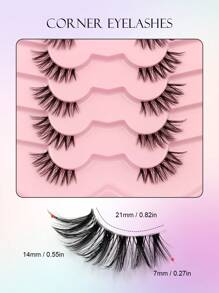 Asiteo 7 Pairs Transparent Natural Half-Strip False Eyelashes, Cat Eye Corner Lashes, Natural Style, Soft & Lightweight, Suitable For Beginners, Easy To Wear, Fit For Daily Dates - Cat Eye Lashes - View 5