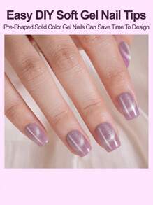 150 pièces d'ongles en gel courts et carrés à effet chat français - 5 couleurs, pointes françaises classiques pointues, extensions d'ongles en gel souples, convient pour la décoration d'ongles d'été des femmes, ongles pressés