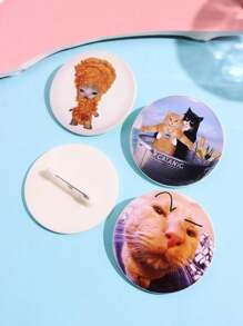 1 件可爱搞笑卡通创意独特时尚简约猫、UFO、火箭、炸鸡亚克力胸针，女士日常佩戴首饰 - 彩色 - 查看 2