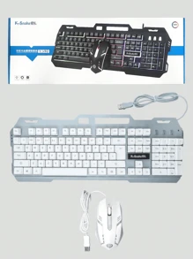Cool Backlit Mechanical Keyboard & Mouse Set, Wired Gaming Keyboard And Mouse With Lighting Effect For Desktop Computer & Laptop - White Blue - View 10