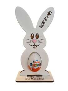 1pc Customized Rabbit Decor, Rabbit Chocolate Egg Stand Wooden Tabletop Ornament Craft Item, Suitable For Birthday, Easter, Couple Gifts