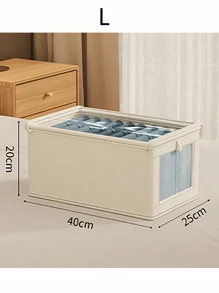 1 Pieza Caja de almacenamiento de tela de lino beige con cremallera y tapa, mantiene su hogar limpio y ordenado, caja de almacenamiento de tela portátil, contenedor de almacenamiento a prueba de humedad para ropa interior, caja de almacenamiento plegable para el armario, adecuada para ropa, pantalones, calcetines, ropa interior, perfecta para uso doméstico, bolsa para la escuela, accesorios escolares, artículos escolares