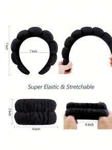 1 Pc Face Wash Band / 2 Pcs Wrist Wash Band / 3 Pcs Set Velvet Plush Swan Spa Headbands, Make Up Headbands, Face Wash Headbands, Skin Care Headbands, Bubble, Spa, Wristbands For Women And Girls