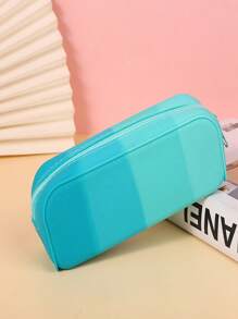 1 个学生铅笔盒，大容量硅胶防水材料拉链开合笔收纳袋，桌面收纳盒，铅笔盒，笔筒，毛绒铅笔盒，可爱铅笔盒，办公桌收纳盒，材料，记号笔收纳盒