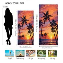 1pc Large Beach Towel, Ocean Design Bath Towel, Travel & Vacation Essential Gift, Swimming Pool Towel, Camping Adult Women & Men Beach Necessity Vacation Gift Summer, Holiday
