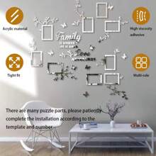 1 pieza Adhesivo de pared de marco acrílico creativo con diseño de rama de árbol, 9 ramas de marco con decoración de pared de rompecabezas de mariposa, adhesivo de marco de rama acrílico, regalo para cumpleaños, festivales, adecuado para sala de estar, dormitorio, estudio, entrada, decoración de pared de fondo de sofá, regalos de graduación, decoración de habitación, decoración del hogar, decoración de baño, decoración de dormitorio, decoración de habitación, artículos de decoración de sala de estar, decoración del hogar, papel tapiz de pared de sala de estar, pegatinas personalizadas
