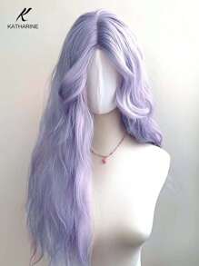 KATHARINE（不含配饰）26 英寸长 U 型蕾丝合成耐热假发，波浪梦幻紫色假发，由纤维制成，适合日常使用万圣节派对 - 紫色 - 查看 10