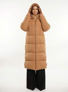 Chaquetas acolchadas extra largas para mujer, con capucha, cálidas, repelentes al agua, abrigo de invierno con cremallera bidireccional