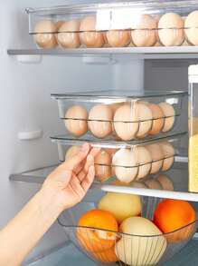 1 件可堆叠透明鸡蛋收纳盒、冰箱收纳盒、节省空间的鸡蛋架，适用于厨房家居