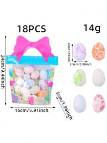 1 套/18 件，复活节经典彩色彩蛋礼品袋装饰，适合所有季节 DIY 户外装饰场景布置，自制花环手工艺品，完美的家居装饰，节日纪念品道具
