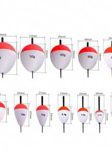 3 件装红色和白色 EVA 泡沫硬浮力长距离钓鱼浮标，腹部较大，浮力大