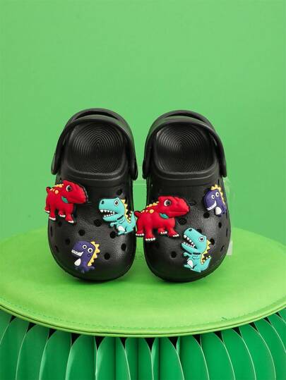 休闲舒适一脚蹬家居鞋，带可爱卡通饰物，适合男孩女孩，透气轻便防滑木屐，适合室内浴室，四季皆宜