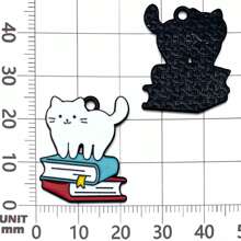 5/10 件黑白珐琅猫饰物卡通书饰动物可爱猫饰物吊坠可制作珠宝钥匙扣手链配饰 - 黑與白 - 查看 17