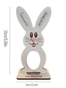 1pc Customized Rabbit Decor, Rabbit Chocolate Egg Stand Wooden Tabletop Ornament Craft Item, Suitable For Birthday, Easter, Couple Gifts