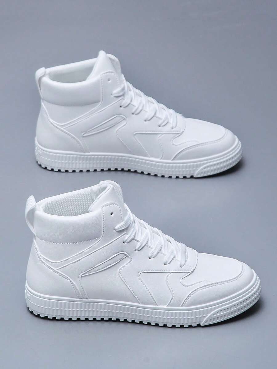 Women's Fashionable Simple Comfy Sneakers/Flats/ High-Top White Sneakers/Flats/ /Running Shoes For Students In All Seasons - White - View 1