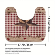 4pcs Red Star Grid Shower Curtain Gift Modern Home Bathroom Decoration Curtain And Toilet Floor Mat 3-Piece Set With 12 Shower Curtain Hooks Bathroom Accessories Back To School Fall Decor