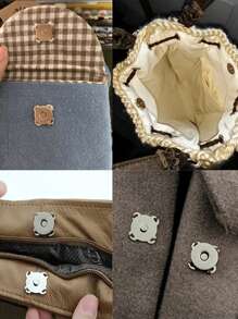 1/3/6pcs Canvas Bag Wallet Magnetic Alloy Snap Closure, Hand Sewn Magnetic Snaps For DIY Fashion Crafts, Vintage Bag Metal Clasp Turn Locks Twist Button, For Shoulder Bags & Clothes, Diy Crafts Accessory, For Diy Handbag, Leather Craft Bag Purse, Hardware Elegant Golden Bag Accessories, Handmade Bag Accessories - Multicolor - View 4