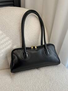 复古腋下时尚法棍单肩手提包 - 黑色 - 查看 6