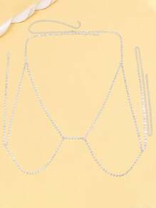 1 pieza Cadena para el Body de bikini de playa exagerada en color plateado, joyería corporal sexy para fotografías callejeras
