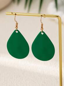 1 对圣帕特里克节主题绿色雨滴形耳环，适合节日派对、日常佩戴、时尚配饰 - 綠色 - 查看 1