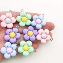 10pcs Assorted Colorful Floral Design Resin Pendant Charms, Cute Jewelry Making Accessories For DIY Necklaces, Bracelets, Earrings, Key Chains
