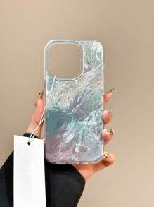 Funda de teléfono con patrón brillante de degradado de perlas y glaciar, funda protectora de cobertura total compatible con iPhone 11 12 13 14 15 16 Pro Max