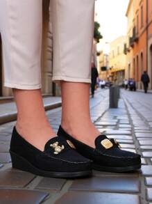 Royalfashion Dames Mocassins Op Een Lage Wedge Mollan