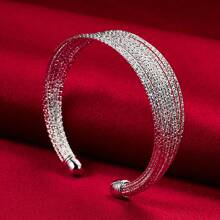 Silver Plating Multi-Line Bangle Bracelet For Woman Man Wedding Engagement Fashion Charm Party Jewelry - Silver - View 4