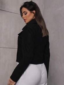 Women's Wool Coat With Button Detail - Negro - Ver 3