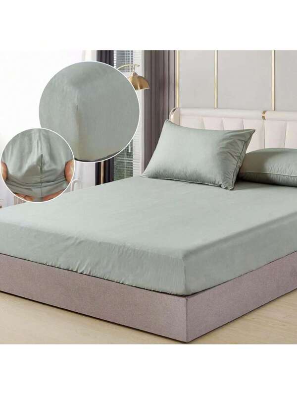 Lençol com elástico confortável de cor sólida de alta qualidade e estilo simples