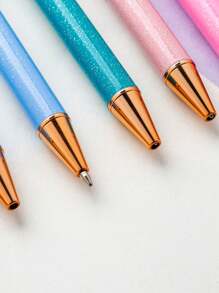 Stylo à bouton-poussoir personnalisé avec finition métallique scintillante, stylo à bille publicitaire en métal personnalisé à bouton-poussoir, stylo à bille publicitaire créatif à finition métallique scintillante, cadeau de retour à l'école, cadeau pour les enseignants/amis