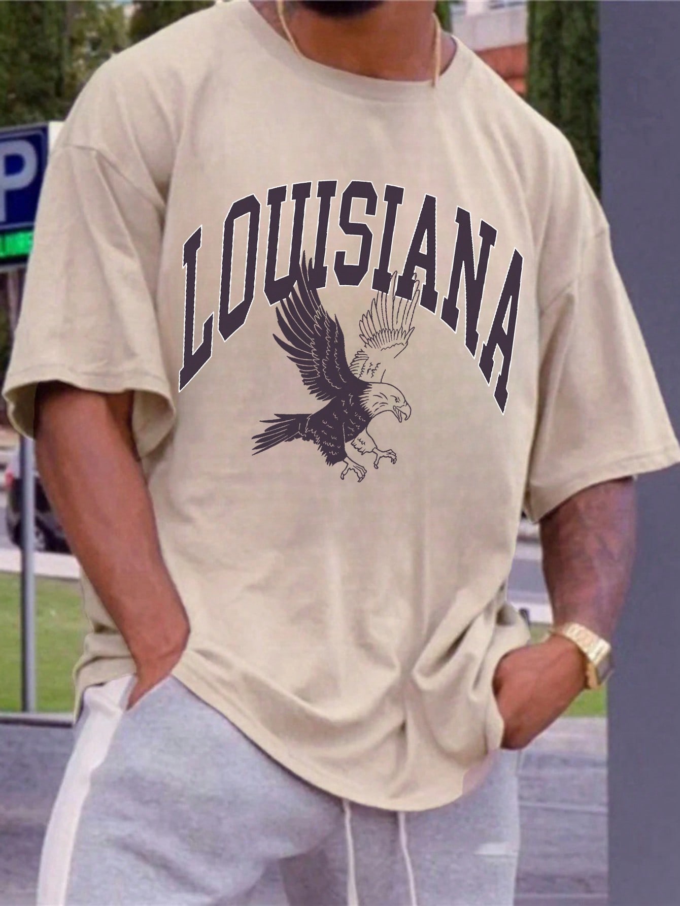 Men's Round Neck Short Sleeve Printed Casual Top, Daily Wear