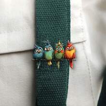 1 件创意亚克力胸针，时尚可爱 4 只彩色小鸟在电线上设计胸针，适合男女西装外套、毛衣、围巾配饰