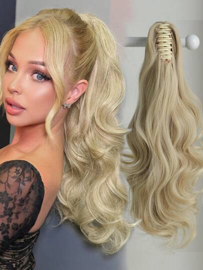 Haaraccessoires In 22 Inch Langer, Blonder Klaue, Natürliche Welle, Hitzebeständige Faser, Synthetischer Pferdeschwanz Haarteil Für Mädchen Und Frauen Für Den Täglichen Gebrauch