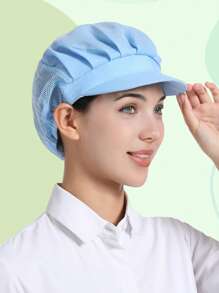 1 Pc Polyester Solid Color Half Mesh Baseball Cap, Soft Elastic Sweatband, Hard Peak, Odorless, Breathable, Dust-Proof, Adjustable, Lightweight, , Washable, Non-Fading, Oil-Proof, Pill-Resistant, Well-Stitched, Smooth Finish, Suitable For Restaurant, Kitchen, Workshop, Travel, Fashion, Work