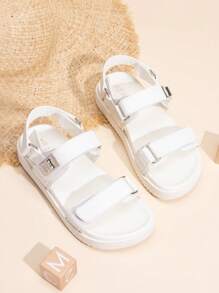 Girls Sandals Two Strapped Casual Open Toe Sandals Little Kid/Big Kid - trắng - Xem 1