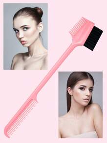 1pc/2pcs Portable Dual-Head Multi-Function Comb, Edge Comb, Edge Control Comb, Double-Sided Hair Styling Comb, Suitable For Hair Salon Professional Hair Tools, Hair Dyeing Comb, Hair Styling Tools, Travel Essential, Back To School Season, Travel Vacation Essential - Pink - View 3